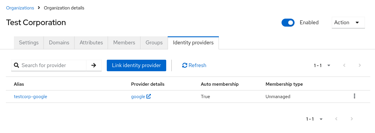 Organization identity providers