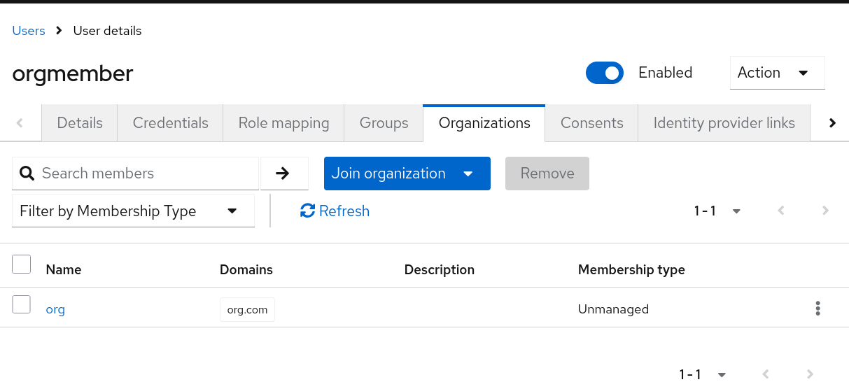 Managing organization members from the Users section